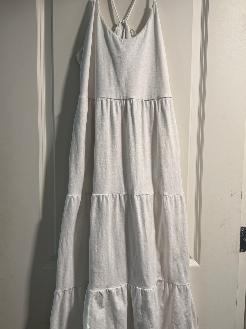 Old Navy White Tiered Maxi Dress with side pockets. - Picture 3 of 4